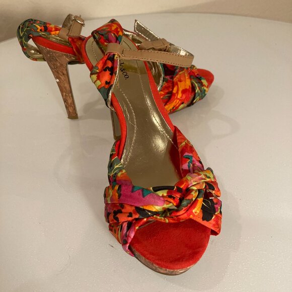 Style & Co. Vibrant Floral Print Knot Open Toe Heels - Size 5.5 - Picture 10 of 11